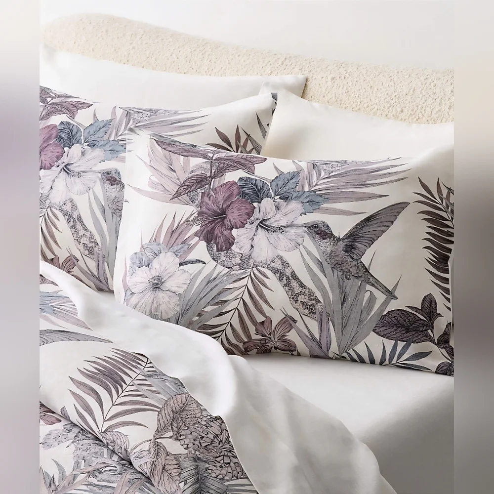 ❤️BUY 2 GET 1 FREE  Eden Off White & Smoked Mauve Linen King & Standard Set